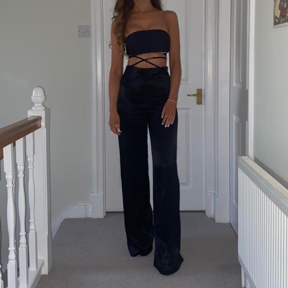 Zara High Waist Satin Trousers
